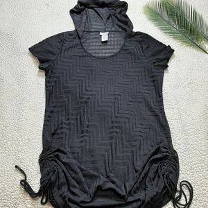 DOTTI Black‎ Short Sleeve Hoodie Swim Cover Up Sz S